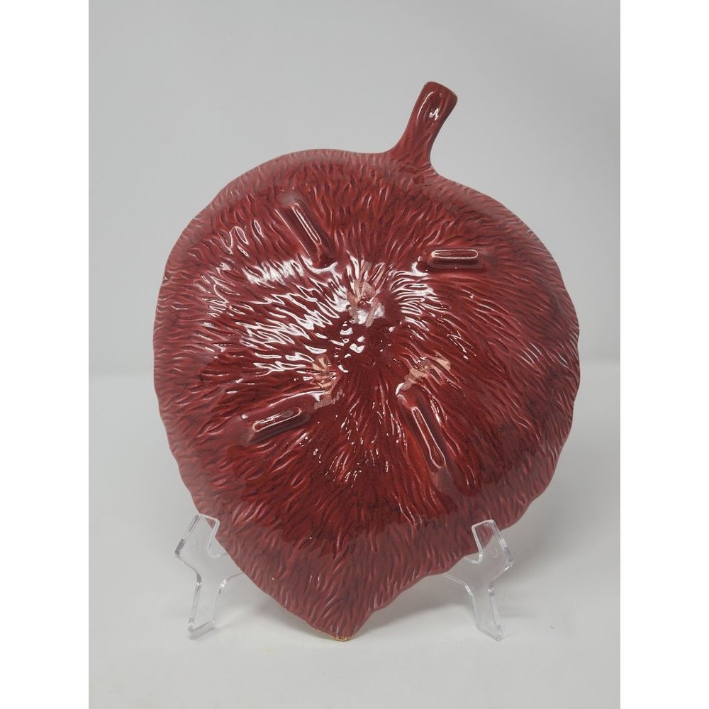 Ceramic‎ Dish Orange Leaf Shaped With Gold Trim Fall Colors - Picture 2 of 9